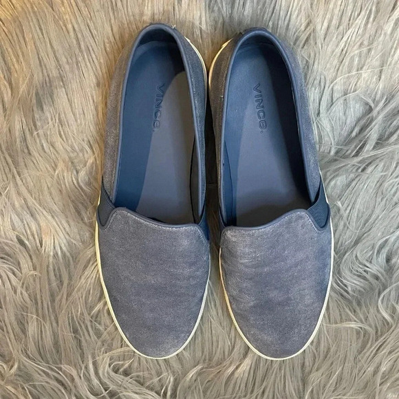 Vince Sneakers Womens Blair Textured Blue Suede Slip On Size 8.5M - Picture 5 of 10